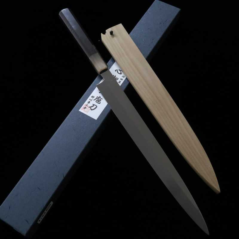 Yanagiba SUISIN by Yoshikazu Ikeda Shirogami No. 2 Mizuhonyaki Mirror finish Ebony octagonal handle (300mm)