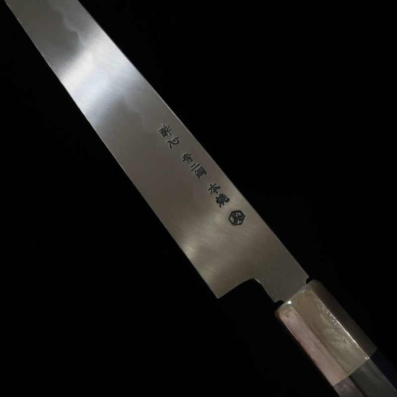 Yanagiba SUISIN Honyaki Aogami No. 2 Cabo em ébano com Saya de magnólia Por Ikeda san (300mm)