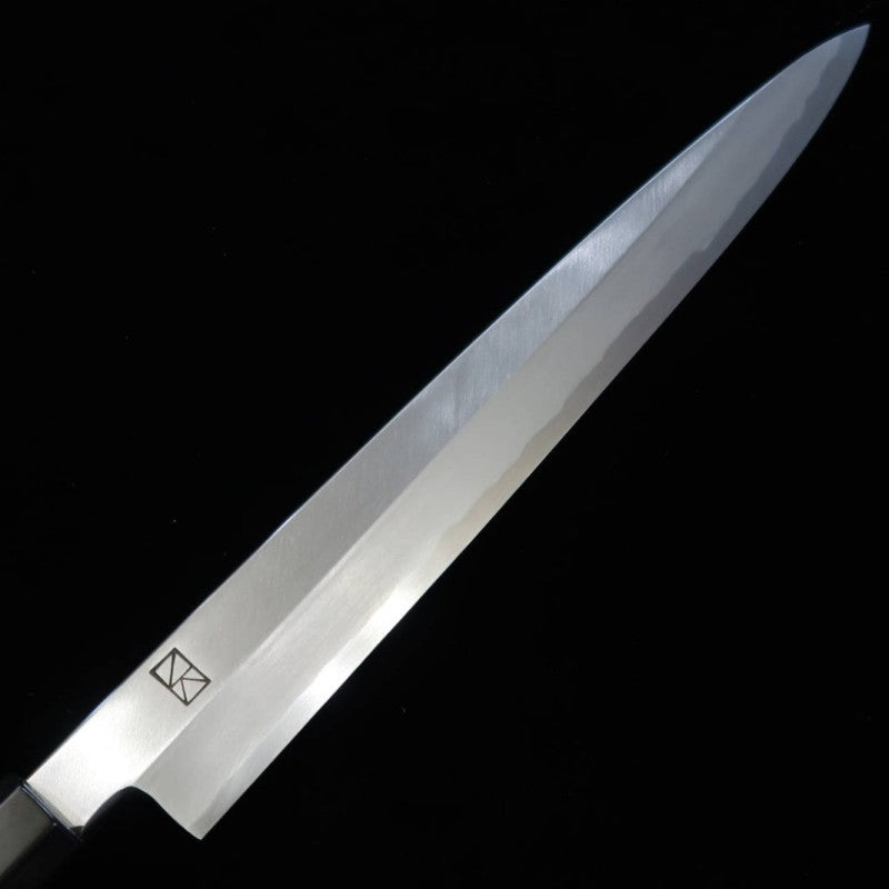SAKAI KIKUMORI par Satoshi Nakagawa, Yanagiba - Ren - Acier bleu n°1, manche turquoise (270/300 mm)