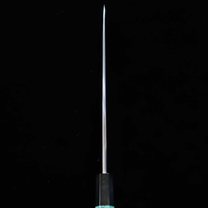 SAKAI KIKUMORI par Satoshi Nakagawa, Yanagiba - Ren - Acier bleu n°1, manche turquoise (270/300 mm)