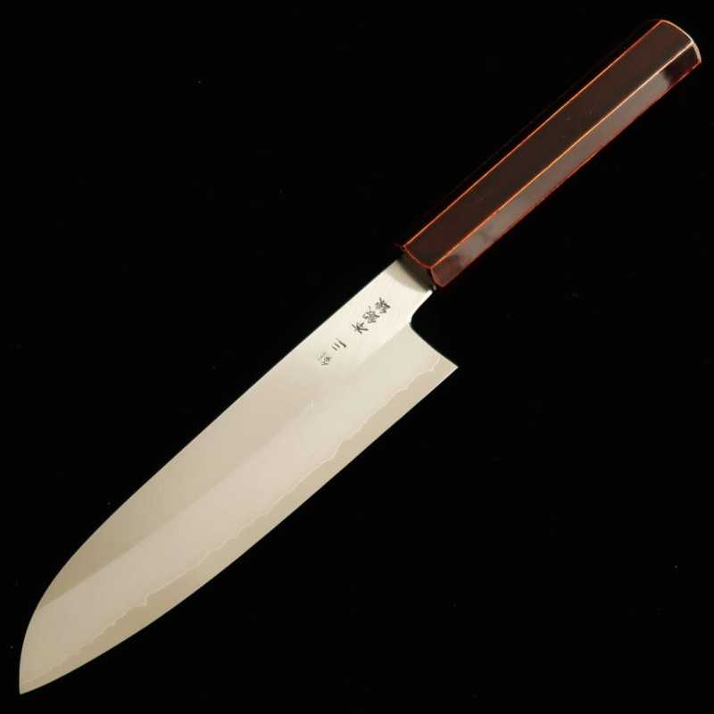刃道 HADO 銀紙三号 三徳 木地呂塗り桜八角柄 (180mm)