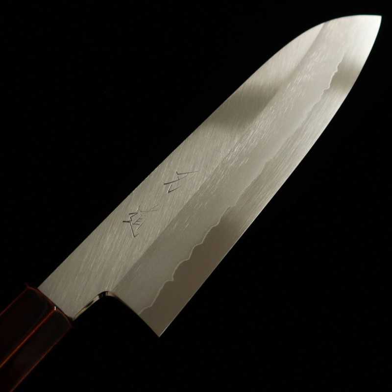 刃道 HADO 銀紙三号 三徳 木地呂塗り桜八角柄 (180mm)