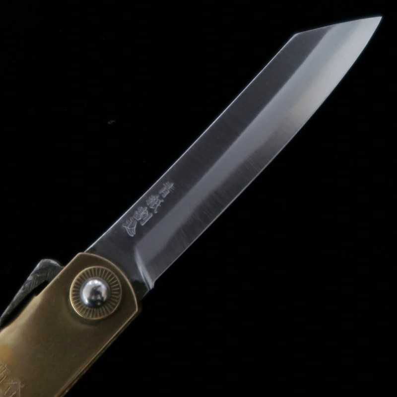 HIGONOKAMI aço Aogami Cabo em latão dividido em Genbu (72/90mm)