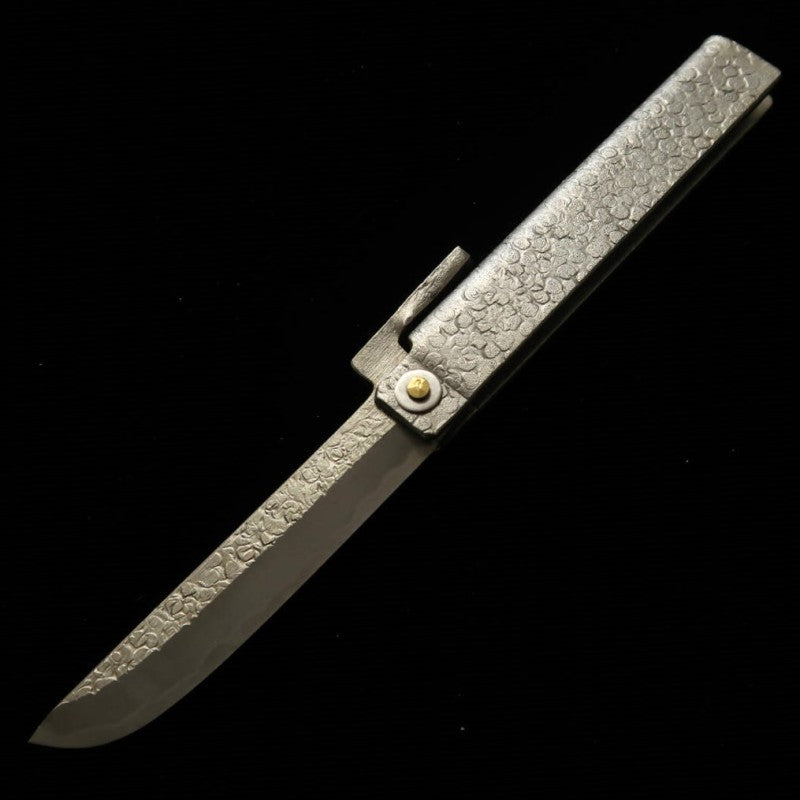Tomita Higo knife iron forged hammered white steel (75mm)