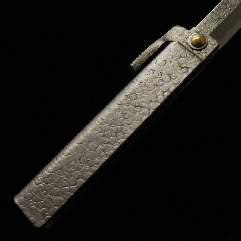Tomita Higo knife iron forged hammered white steel (75mm)