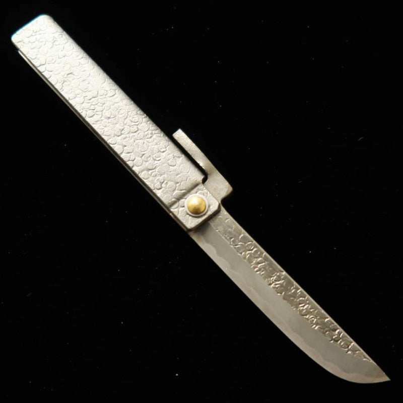 Tomita Higo knife iron forged hammered white steel (75mm)