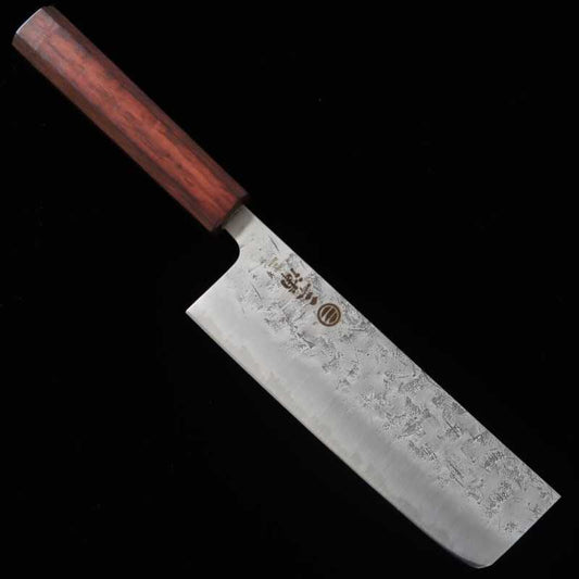 MIURA Stainless Steel SLD Satin Nashi Texture Nakiri with Purple Octagonal Handle (165mm)