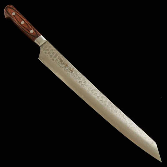 SAKAI TAKAYUKI Kengata Yanagiba VG-10 Hammered Damascus Mahogany Handle (300mm)