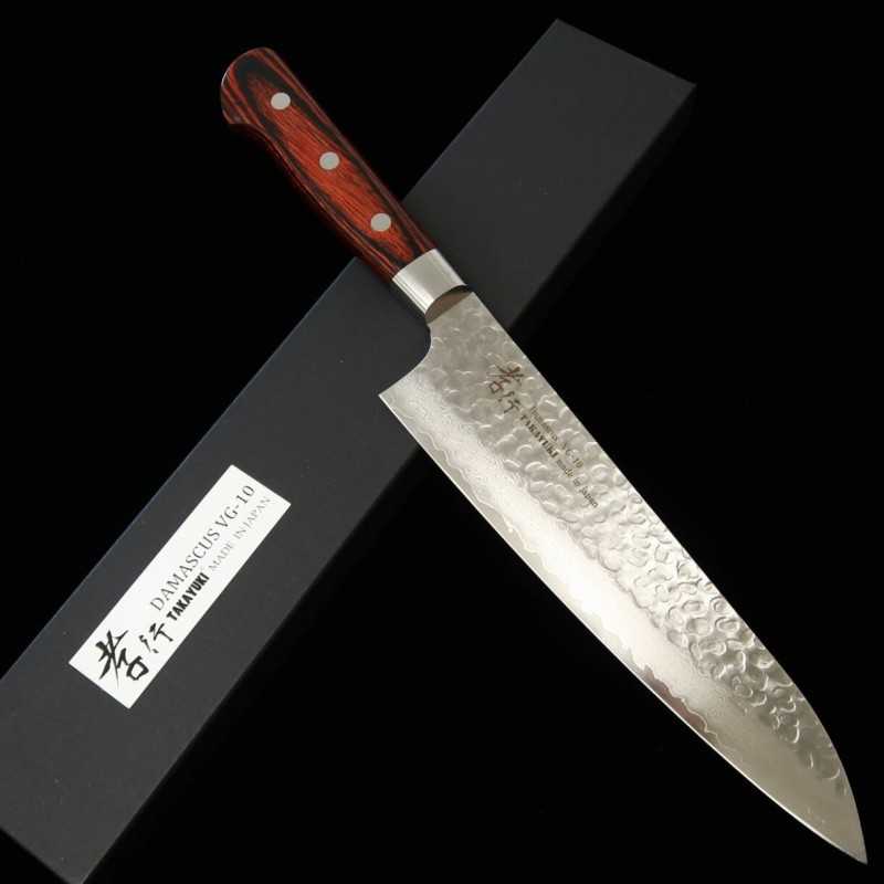 Gyuto Sakai Takayuki VG-10 Damasco acabamento martelado 33 camadas (210/240mm)