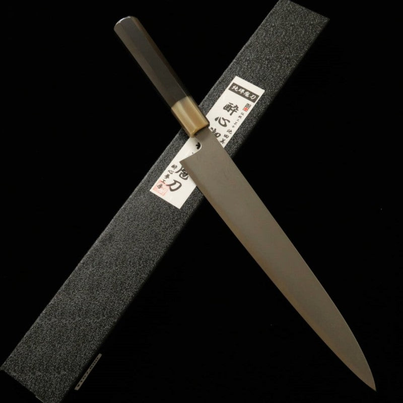 酔心 SUISIN 池田美和作 青紙二号 和筋引 墨流 黒檀八角柄 (270mm)