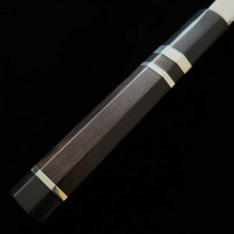 三浦 MIURA 柳刃 銀紙三号 血流し付き 黒檀銀巻柄 朴鞘 (300mm)
