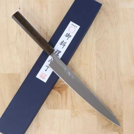 Faca japonesa Sujihiki - MIURA - Série Aogami Super - Aço Super Azul - Carvalho - Tamanho: 24cm