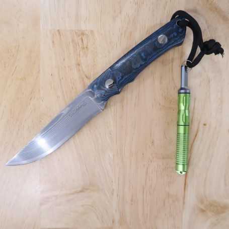 SHIN KNIVES - SHINJI IKEDA Green Layer Carbon Hunter VG10 Damascus Green Layered Carbon Fiber Handle 10.5cm