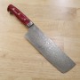 Faca japonesa nakiri TAKESHI SAJI - Damasco R2 acabamento diamantado - turquesa vermelha - Tamanho:18cm