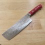 Faca japonesa nakiri TAKESHI SAJI - Damasco R2 acabamento diamantado - turquesa vermelha - Tamanho:18cm