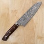 Faca japonesa santoku TAKESHI SAJI -Aço damascus R2 black finished -ironwood handle- Tam: 18cm