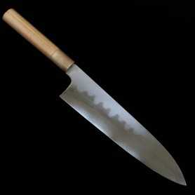 Faca japonesa do chef gyuto MIZUNO TANRENJO Honyaki blue 2 com acabamento espelhado Tam: 24 cm