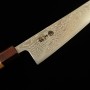 Faca japonesa para chef gyuto - MIURA - Uzunami Níquel damasco - Cabo de madeira Zelkova - Tam: 24cm