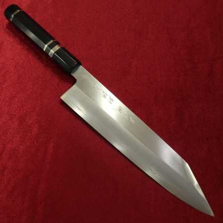 【Chef Hiro ✕ Miura faz uma colaboração】Faca japonesa Kandokoro Kiritsuke Gyuto largo - Inox Ginsan - Cabo de ébano - Tam: 24 cm