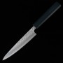Faca japonesa Petty - MIURA - sanmai warikomi (inox-carbono-inox) - Acabamento martelado - Cabo em madeira zelkova- Tam:13.5cm