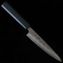 Faca japonesa Petty - MIURA - sanmai warikomi (inox-carbono-inox) - Acabamento martelado - Cabo em madeira zelkova- Tam:13.5cm