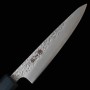 Faca japonesa Petty - MIURA - sanmai warikomi (inox-carbono-inox) - Acabamento martelado - Cabo em madeira zelkova- Tam:13.5cm