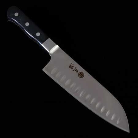 Faca japonesa Santoku - MIURA - Inox Molybdneum- com concavos - Cabo em madeira - Tam: 16cm