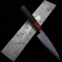 Faca japonesa petty kataba - MIURA - Inox ginsan - Acabamento martelado - Cabo em madeira rosa - Tam: 12cm