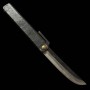 三浦MIURA 冨田作 肥後小刀 極軟鉄鍛造 特大剣型鎚目乱刀 黒打ち 桐箱・収納袋付き 9cm
