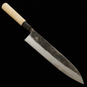 Japanese Chef knife Gyuto - MIYAZAKI KAJIYA - White steel No.2 - Kurouchi - Magnolia wood handle - Size : 24cm