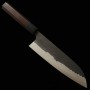 Japanese Santoku knife - ANRYU - Super blue steel - Hammered - Kurouchi - Size : 18cm