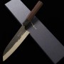 Japanese Santoku knife - ANRYU - Super blue steel - Hammered - Kurouchi - Size : 18cm