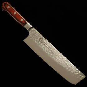 Faca japonesa Nakiri - SAKAI TAKAYUKI - Inox VG10 33 camadas Damascus - Acabamento martelado - Tam: 16cm