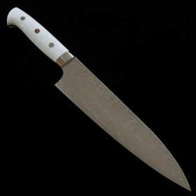 Faca japonesa do chef gyuto TAKESHI SAJI -Aço damascus R2 diamond finish -corian handle- Tam:21cm