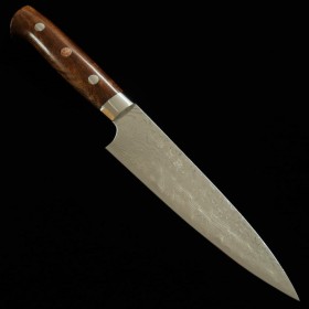 Faca japonesa petty TAKESHI SAJI -Aço damascus R2 diamond finish -ironwood handle- Tam: 13.5/15cm