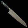 Faca chef Japonesa Gyuto - NIGARA - Inox SG2 - Acabamento martelado - Cabo turquesa - Tam: 24cm