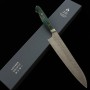 Faca chef Japonesa Gyuto - NIGARA - Inox SG2 - Acabamento martelado - Cabo turquesa - Tam: 24cm