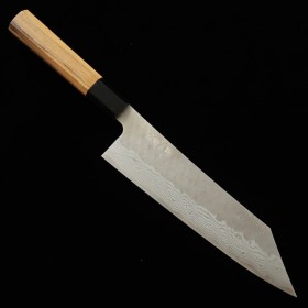 Faca japonesa Kiritsuke Gyuto - NIGARA - VG10 - Acabamento Migaki Tsuchime/Damascus - Madeira teka - Tam: 21/24cm