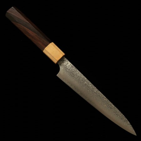 Faca japonesa Petty - KOBAYASHI KEI - Inox SG2 - Damascus - Cabo em jacarandá - Tam: 15cm