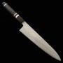 Faca chef japonesa Gyuto - MIURA Obidama - Inox SPG STRIX - Damascus - Cabo em madeira de ébano - Tam: 24cm