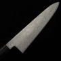 Faca chef japonesa Gyuto - MIURA Obidama - Inox SPG STRIX - Damascus - Cabo em madeira de ébano - Tam: 24cm