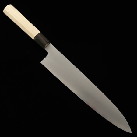 Faca Chef japonesa Gyuto - MIURA - Shirogami No.2 - Acabamento Kasumi - Cabo em madeira de magnólia - Tam: 27cm