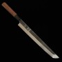 Japanese Sakimaru Yanagiba Knife - Hatsukokoro - Shirosagi series - Blue Carbon Steel No.2 - Wenge Wood Handle - size: 27cm