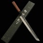 Japanese Sakimaru Yanagiba Knife - Hatsukokoro - Shirosagi series - Blue Carbon Steel No.2 - Wenge Wood Handle - size: 27cm