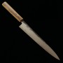 Japanese Slicer knife Sujihiki - HADO - Blue steel No.1 - Kurouchi - Cherry wood handle - Size : 24cm