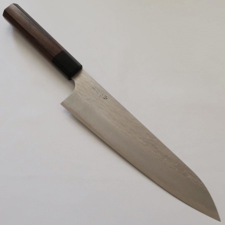 Faca Chef Japonesa Gyuto - NIGARA - VG XEOS - Acabamento Damascus martelado - Cabo Rose Wood - Tam: 21/24cm