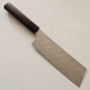 Faca japonesa Kiritsuke Nakiri - NIGARA - SPG STRIX - Acabamento em Damasco Martelado - Cabo em madeira rosa - Tam: 18cm
