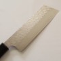 Faca japonesa Kiritsuke Nakiri - NIGARA - SPG STRIX - Acabamento em Damasco Martelado - Cabo em madeira rosa - Tam: 18cm