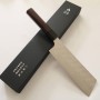 Faca japonesa Kiritsuke Nakiri - NIGARA - SPG STRIX - Acabamento em Damasco Martelado - Cabo em madeira rosa - Tam: 18cm