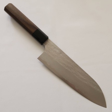 Japanese Santoku Knife - NIGARA - VG XEOS - Hammered Damascus Finish - Rose Wood Handle - Size:17cm